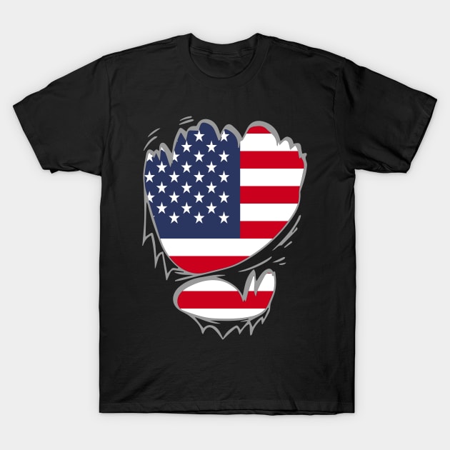 American Flag T Shirt. Proud American T-Shirt by Attia17